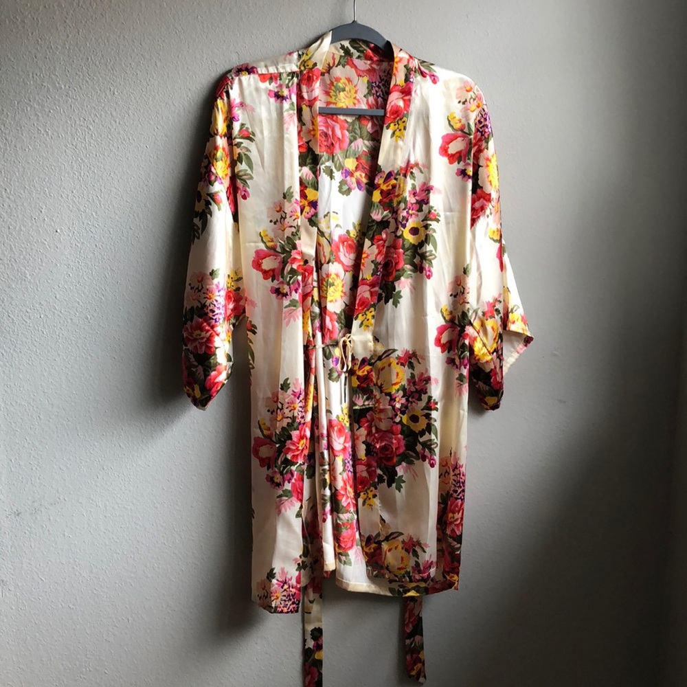 Satin Floral Robe